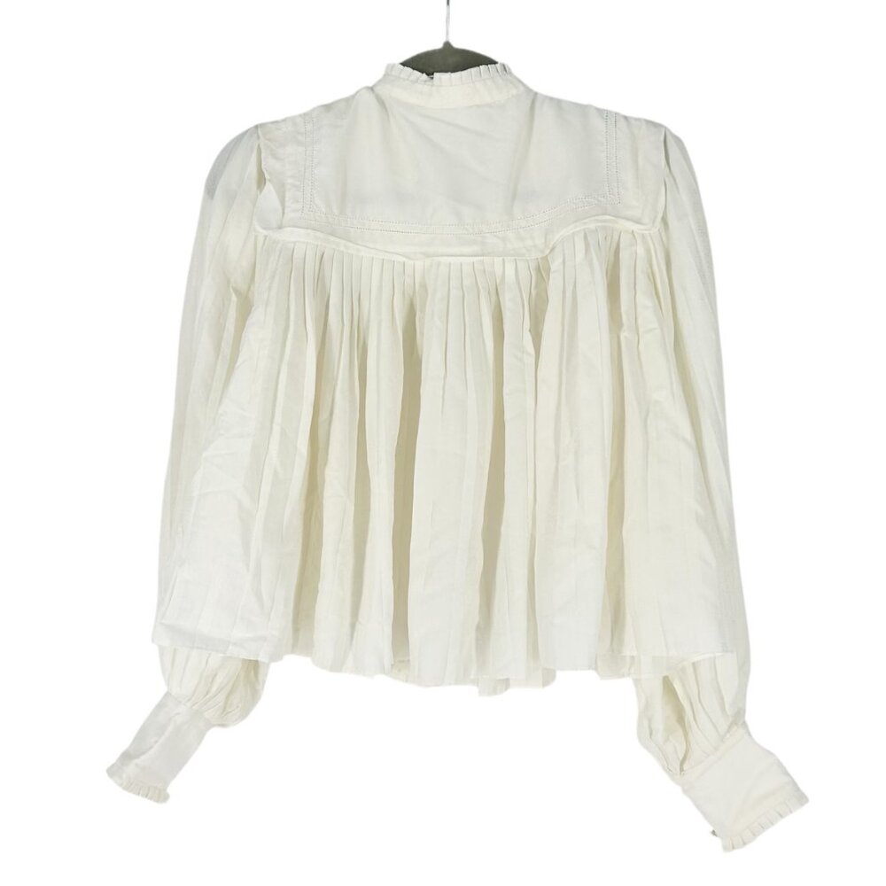 Veronica Beard Stila Pleated Button Front Blouse - Picture 3 of 10